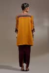 Shop_Aseem Kapoor_Yellow Silk Tassels, Embroidery, Beads Mitra Tribal Pattern Kurta And Skirt Set _at_Aza_Fashions