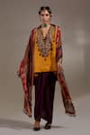 Buy_Aseem Kapoor_Yellow Silk Tassels, Embroidery, Beads Mitra Tribal Pattern Kurta And Skirt Set 