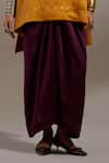 Shop_Aseem Kapoor_Mustard Silk Embroidery, Tassels V-neck Mitra Pattern Kurta And Skirt Set _Online_at_Aza_Fashions
