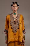 Buy_Aseem Kapoor_Mustard Tassels, Embroidery, Beads V-neck Mitra Pattern Kurta Set _Online_at_Aza_Fashions