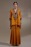 Buy_Aseem Kapoor_Mustard Tassels, Embroidery, Beads V-neck Mitra Pattern Kurta Set 