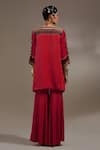 Shop_Aseem Kapoor_Red Silk Embroidery, Tassels, Mirrors Mitra Pattern Kurta And Pleated Trouser Set _at_Aza_Fashions