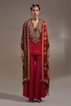 Buy_Aseem Kapoor_Red Silk Embroidery, Tassels, Mirrors Mitra Pattern Kurta And Pleated Trouser Set _at_Aza_Fashions