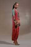 Aseem Kapoor_Red Crepe Embroidery, Beads, Tassels Mitra Tribal Pattern Kurta And Trouser Set _Online_at_Aza_Fashions