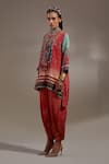 Buy_Aseem Kapoor_Red Crepe Embroidery, Beads, Tassels Mitra Tribal Pattern Kurta And Trouser Set _Online_at_Aza_Fashions
