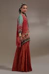 Buy_Aseem Kapoor_Red Crepe Embroidery, Beads, Tassels Mitra Tribal Pattern Kurta And Trouser Set 