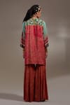 Shop_Aseem Kapoor_Red Crepe Embroidery, Beads, Tassels Mitra Tribal Pattern Kurta And Trouser Set _at_Aza_Fashions