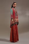 Aseem Kapoor_Red Crepe Embroidery, Beads, Tassels Mitra Tribal Pattern Kurta And Trouser Set _Online_at_Aza_Fashions