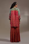 Shop_Aseem Kapoor_Red Crepe Embroidery, Beads, Tassels Mitra Tribal Pattern Kurta And Trouser Set _at_Aza_Fashions