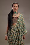 Shop_Aseem Kapoor_Brown Cotton, Silk Embroidery, Beads Square Neck Kalpa Blouse _Online_at_Aza_Fashions