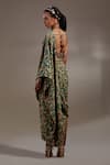 Shop_Aseem Kapoor_Brown Cotton, Silk, Crepe Embroidery, Beads Soma Pre-draped Saree And Blouse Set _at_Aza_Fashions