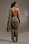 Shop_Aseem Kapoor_Multi Color Cotton, Silk, Crepe Tassels Soma Pre-draped Saree And Blouse Set _at_Aza_Fashions