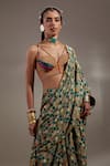 Buy_Aseem Kapoor_Multi Color Cotton, Silk, Crepe Tassels Soma Pre-draped Saree And Blouse Set 