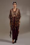 Aseem Kapoor_Black Silk, Cotton Embroidery, Beads, Veni Tribal Pattern Jacket And Skirt Set _Online_at_Aza_Fashions
