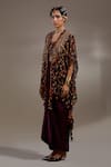 Buy_Aseem Kapoor_Black Silk, Cotton Embroidery, Beads, Veni Tribal Pattern Jacket And Skirt Set _Online_at_Aza_Fashions