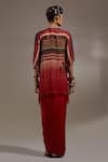 Shop_Aseem Kapoor_Red Silk, Cotton Tassels, Beads, Embroidery Veni Pattern Jacket And Skirt Set _at_Aza_Fashions