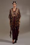 Shop_Aseem Kapoor_Black Embroidery, Mirrors, Tassels, Sequins, Tribal Pattern Jacket And Skirt Set _Online_at_Aza_Fashions