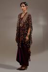 Aseem Kapoor_Black Embroidery, Mirrors, Tassels, Sequins, Tribal Pattern Jacket And Skirt Set _at_Aza_Fashions