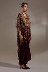 Buy_Aseem Kapoor_Black Embroidery, Mirrors, Tassels, Sequins, Tribal Pattern Jacket And Skirt Set 