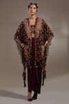 Buy_Aseem Kapoor_Black Embroidery, Mirrors, Tassels, Sequins, Tribal Pattern Jacket And Skirt Set _at_Aza_Fashions