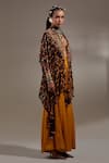 Aseem Kapoor_Brown Silk, Cotton Embroidery, Beads, Veni Tribal Pattern Jacket And Trouser Set _at_Aza_Fashions
