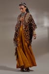 Aseem Kapoor_Brown Silk, Cotton Embroidery, Beads, Veni Tribal Pattern Jacket And Trouser Set _Online
