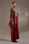 Aseem Kapoor_Red Silk Embroidery, Beads, Tassels Open Neck Veni Dupatta Jacket _Online_at_Aza_Fashions