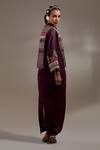 Buy_Aseem Kapoor_Purple Silk Embroidery, Beads, Tassels Round Neck Koji Big Jacket _Online_at_Aza_Fashions