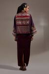 Shop_Aseem Kapoor_Purple Silk Embroidery, Beads, Tassels Round Neck Koji Big Jacket _at_Aza_Fashions