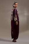 Shop_Aseem Kapoor_Purple Crinkle Embroidery, Beads, Tassels Koji Pattern Jacket And Dress Set _Online_at_Aza_Fashions