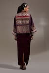 Shop_Aseem Kapoor_Purple Crinkle Embroidery, Beads, Tassels Koji Pattern Jacket And Dress Set _at_Aza_Fashions