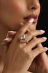Buy_Swabhimann_Gold Plated Stones, Faux Diamonds, Crystals Polki Adjustable Ring _at_Aza_Fashions