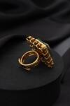 Swabhimann_Gold Plated Stones, Pearls Green Kundan Adjustable Ring _Online_at_Aza_Fashions