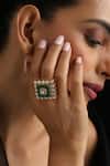 Buy_Swabhimann_Gold Plated Stones, Pearls Green Kundan Adjustable Ring _at_Aza_Fashions