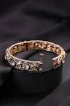 Swabhimann_Rose Gold Stones, Pearls Green Polki Kada _Online_at_Aza_Fashions
