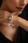 Buy_Swabhimann_Rose Gold Stones Green Polki Pacheli Kada _at_Aza_Fashions