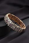 Shop_Swabhimann_Rose Gold Stones Multicolour Polki Kada _at_Aza_Fashions