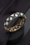 Shop_Swabhimann_Gold Plated Stones Green Polki Kada _at_Aza_Fashions