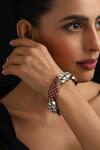 Buy_Swabhimann_Gold Plated Stones, Rhinestones Red Polki Kada _at_Aza_Fashions