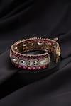 Swabhimann_Gold Plated Stones Red Polki Kada _Online_at_Aza_Fashions