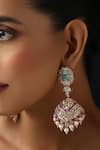 Shop_Swabhimann_Multi Color Pearls, Stones Multicolour Polki Jhumka Earrings _Online_at_Aza_Fashions