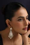 Buy_Swabhimann_Rose Gold Pearls, Stones, Beads Pink Meena Polki Dangler Earrings _at_Aza_Fashions