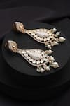 Shop_Swabhimann_Rose Gold Pearls, Stones, Beads Pink Meena Polki Dangler Earrings _Online_at_Aza_Fashions