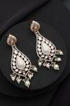 Shop_Swabhimann_Rose Gold Pearls, Stones, Beads Pink Meena Polki Dangler Earrings _at_Aza_Fashions