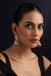 Buy_Swabhimann_Rose Gold Pearls, Stones Red Polki Jhumka Earrings _Online_at_Aza_Fashions