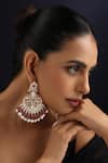 Swabhimann_Gold Plated Pearls, Stones Red Polki Chandbali Earrings _Online_at_Aza_Fashions