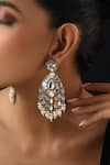 Shop_Swabhimann_Gold Plated Pearls, Stones White Polki And Dangler Earrings _Online_at_Aza_Fashions