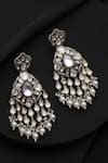 Shop_Swabhimann_Gold Plated Pearls, Stones White Polki And Dangler Earrings _at_Aza_Fashions