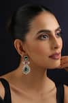 Buy_Swabhimann_Rose Gold Gemstones, Green Polki Dangler Earrings _at_Aza_Fashions