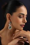Buy_Swabhimann_Rose Gold Gemstones, Green Polki Dangler Earrings _Online_at_Aza_Fashions